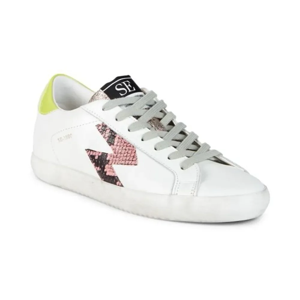 SAM EDELMAN Areson Mixed-Media Leather Sneakers Size 7 1/2
